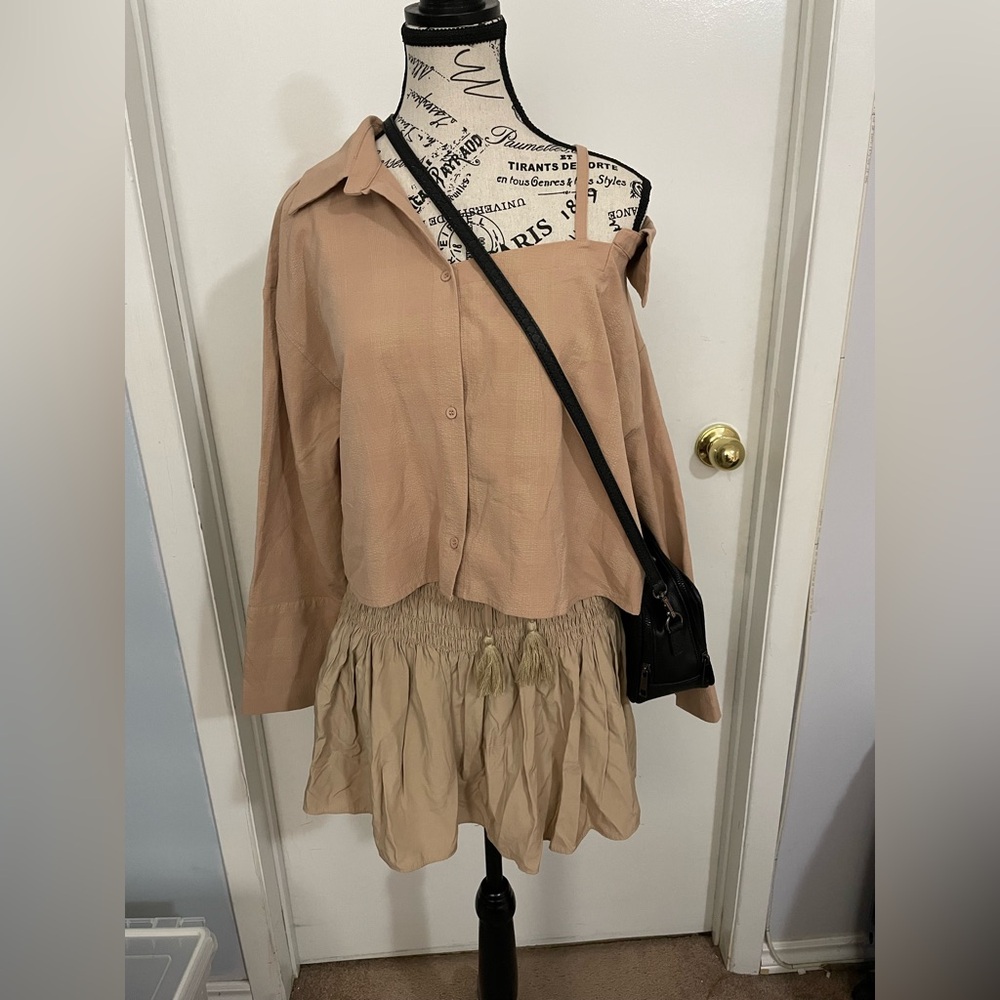 mustard seed /Smocked Mini Skirt with shorts